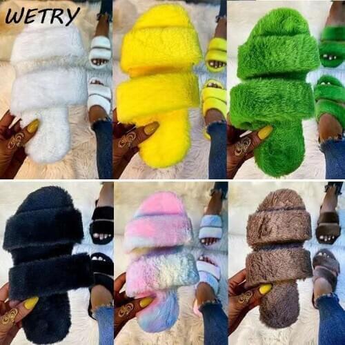 Natural Fur Slippers Fashion Female Winter Slippers Women Warm Indoor Slippers Quality Soft Wool Lady Home Shoes