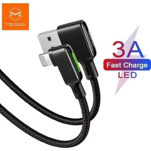 Mcdodo 3A USB Cable Fast Charging lightning Charger For iPhone 12 11 Pro Max Xs Xr X 8 7 Plus iPad Air mini LED Phone Data Cord
