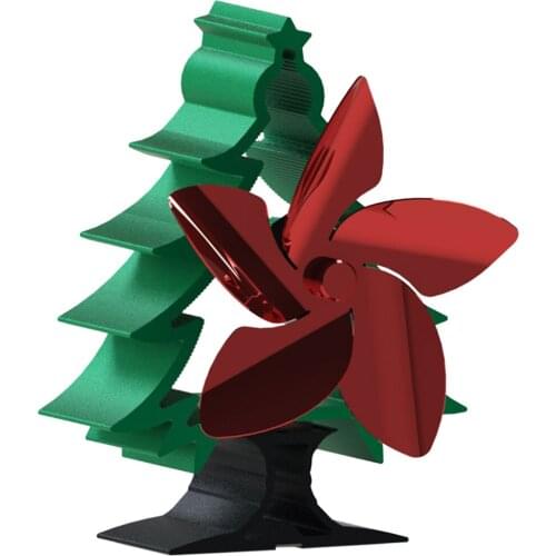 Heat Powered Fireplace Fan Xmas Tree Design Stove Fan Silent Heat Distribution for Wood Fireplace