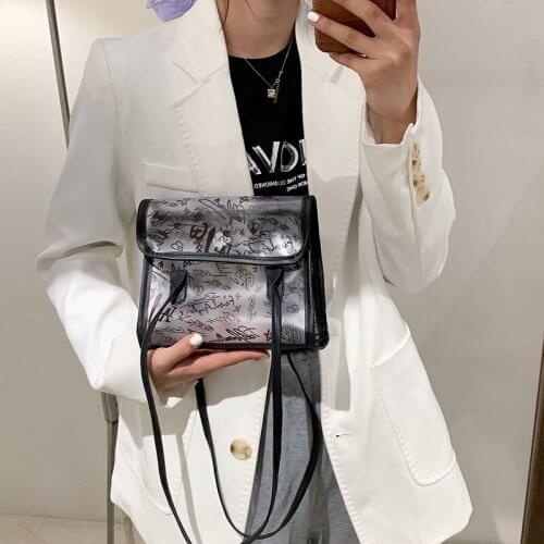 Womens Shoulder Bag Small Square Cute Graffiti Printing Transparent Jelly Handbags Wholesale 2022 New Fashion Female Bags