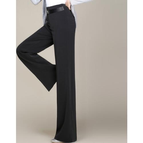 Lady Modern Dance Pants Female Black High Waist Trousers Girls Ballroom Dancing Suit Broad Leg Rumba Samba Dance Trousers B-6884