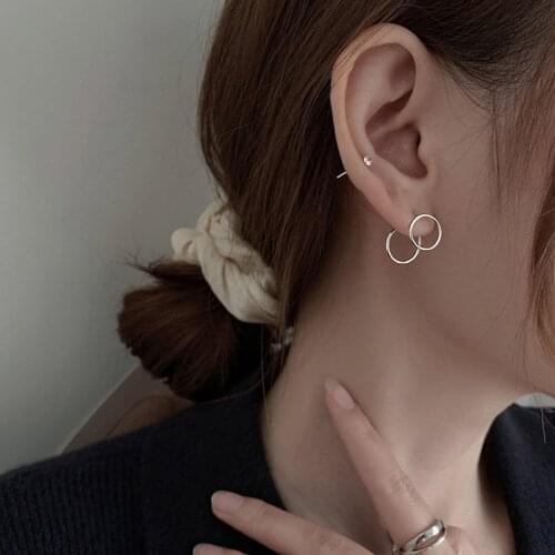 Stud Geometric Circle Earrings For Women Girl Korea Fashion Punk Hip Hop New Trendy High Quality Student Lady Jewelry BOYULIGE