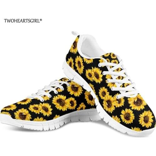 Twoheartsgirl Sunflowers Leisure Women Sneakers Unique Nurse Print Flat Shoes Lace Up Female Ladies Mesh Shoes Zapatos plus 41