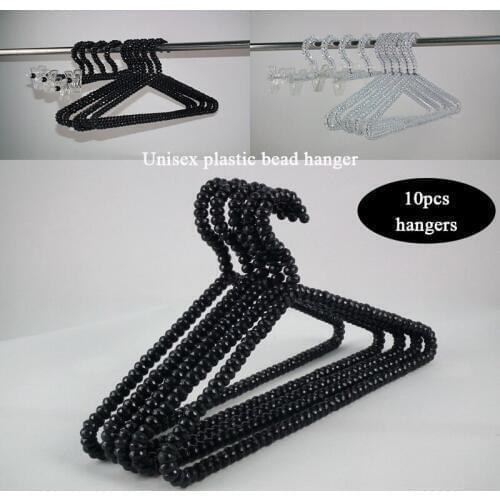 Transparent Fashion Garment bead hangers 10pcs Household Wardrobe Storage Bright Clear Plastic clothes hanger for store storage