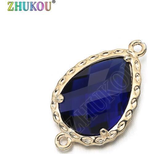 14*23mm High Quality Brass Cubic Zirconia Water-drops shape Connectors DIY Jewelry Findings Making, Hole:1.0mm Model: VS298