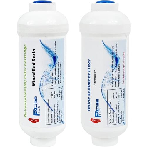 2 Pack of 6" Long Inline Deionization DI Filter + Inline sediment filter With Adapter For Diode Lasers cooling