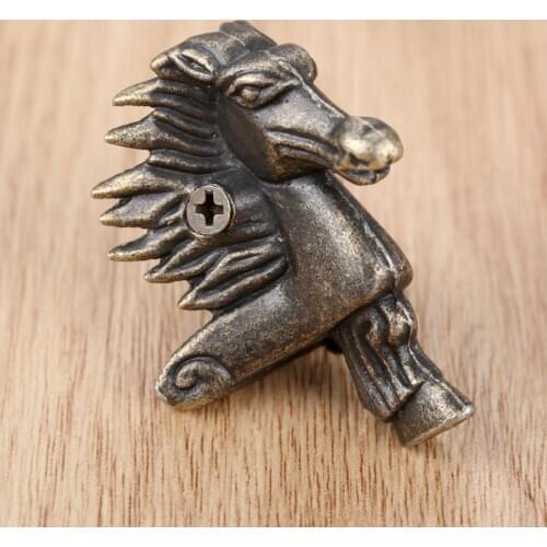 4pcs/set Horse Head Corner Decor Protectors Antique Bronze Jewelry Gift Box Feet Wood Case Leg Guard Old Fashion w/screw 39*24mm
