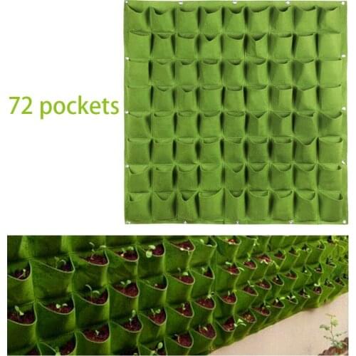 72 Pockets Vertical Wall-mounted Grow Bags Wall Hanging Planting Flower Plant Growing Nursery Bags Garden Supplies Yard