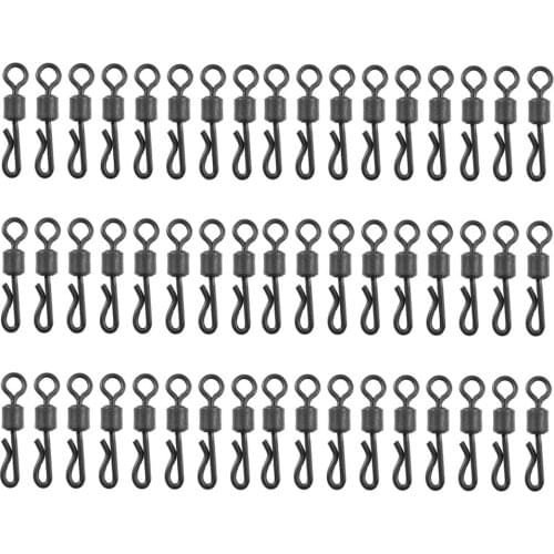 75pcs/lot Large Long Body Q-Shaped Black Quick Change Swivels For Carp Fishing Size 4# Fishing Terminal Tackle Accessories pesca