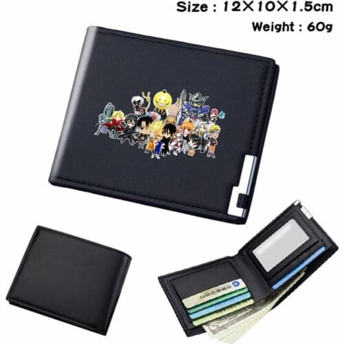 Anime Black Butler Short Wallet PU Bifold Teenger Card Holder Student Casual Note Compartment Mens Womens Black Wallet