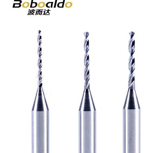 Boboaldo 10pc 3.175mm Carbide Drill Bits Micro Engraving CNC PCB Endmill Making Hole Aluminum Wood Acrylic Plastic 0.2mm-3.0mm