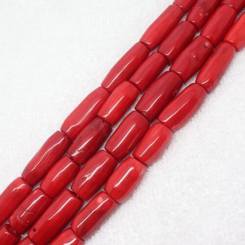 Natural Red Coral Beads Nugget Tube Beads 10-16mm Irregular Tube Loose stone stone Jewelry Beads.1striand of 15"