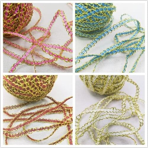 1300Meters Sewing Lace Trim Gold Silver Centipede Braided Chain Lace Ribbon Home Party Decoration Clothes Curve Lace Accessories