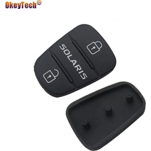 OkeyTech Replacement Rubber Button Pad 3 Buttons Flip Car Remote Auto Key Shell for Hyundai i30 i35 Solaris Key Pad Cover Case