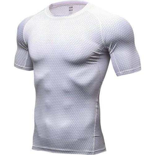 Fitness Training T-shirt Workout Mens Clothing Top Sports S-4XL Plus Size Sportswear Bodybuilding T-Shirt Short Running Tights