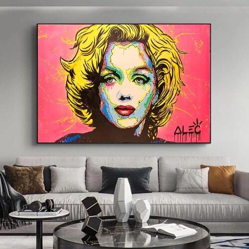 Graffiti Marilyn Monroe Portrait Oil Painting Abstract Modern Wall Painting on Canvas Art Prints for Living Room Home Decor