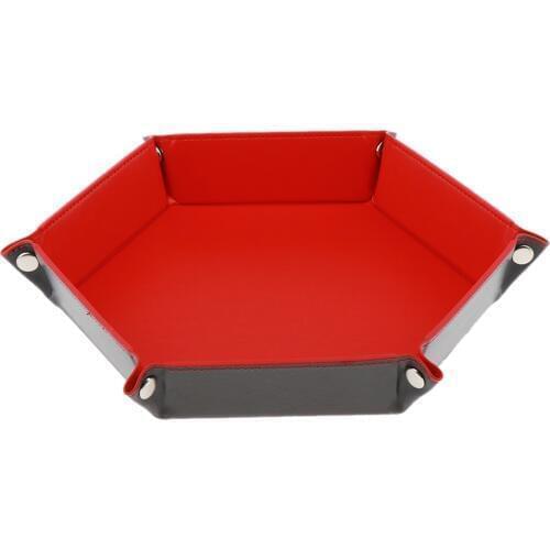 Dice Holder PU Leather Folding Hexagon Dices Tray for Dungeons and Dragons RPG DND Table Board Games
