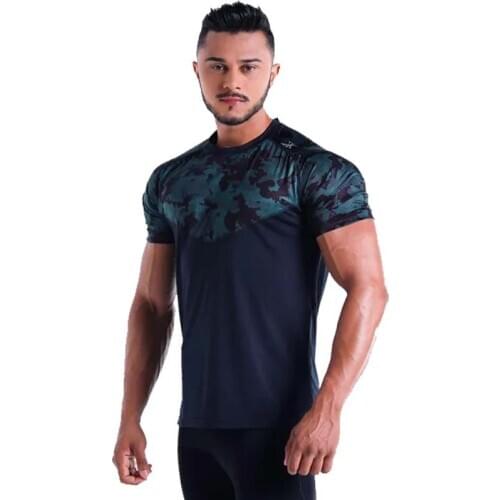 Compression Quick dry T-shirt Men Running Sport Skinny Short Tee Shirt Male Gym Fitness Bodybuilding Workout New camouflage Tops