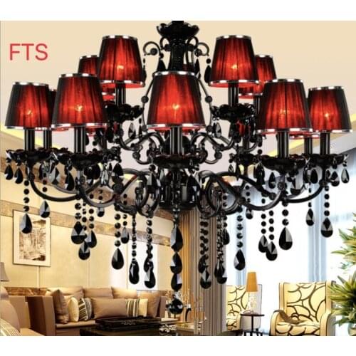 European style hall chandelier, black crystal lamp, duplex building lobby project shop KTV coffee shop chandeliers