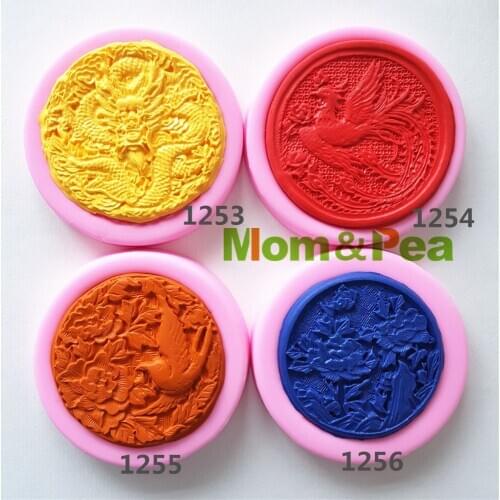 Mom&Pea 1253-6 Free Shipping Dragon Phoenix Mold Cake Decoration Fondant Cake 3D Mold Food Grade
