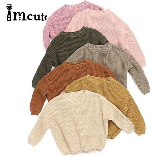 Imcute Winter Knitted Sweaters Newborn Kid Baby Girls Clothes Long Sleeve Pullover Tops Knitted Cotton Kids Boys Clothes1-5T