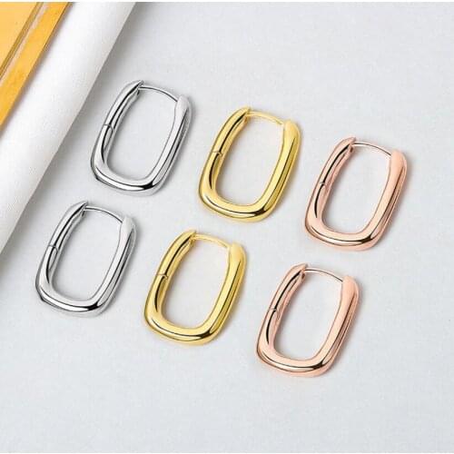 Minimalist Stud Earrings Unusual Retro Geometric Oval Handmade Earrings Hook Party Accessories Jewelry Gift Safety Pin Earrings