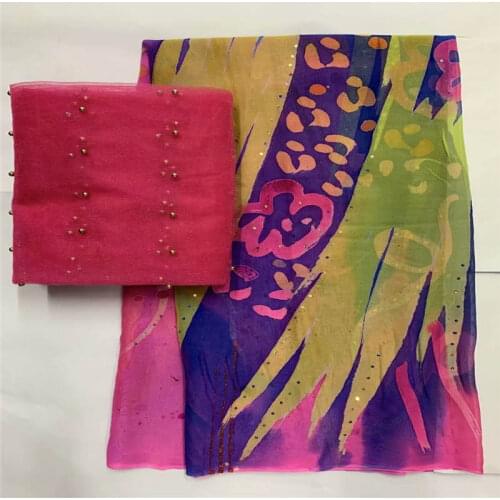 Fashion design high quality african soft silk fabric 7 yards for garment neat embroidery on the material silk fabric. L781012