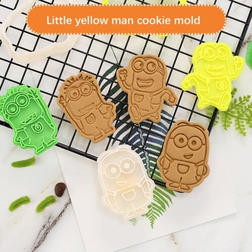 Biscuit Cutter Set Little Yellow Man Bread Mold Home Baking Tool 3d Three-dimensional Press Plastic Plunger Cookie Cutter Mold