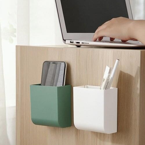 Punch-Free Wall Mount Storage Rack Remote Control Air Conditioner Storage Box Phone Holder Container Bath Kitchen