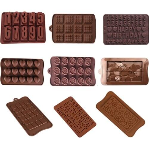 New Silicone Chocolate Mold 10 Shapes Chocolate baking Tools Non-stick Silicone cake mold Jelly and Candy Mold 3D mold DIY best