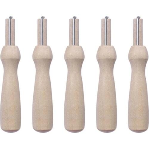 2021 New 5 Pieces/Set Professional Wool Felting Tools Wooden Handle Holder with Poking Felting Needles for DIY Patchwork Crafts