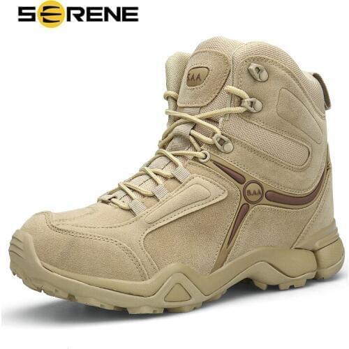 SERENE Brand New Mens Boots Top Winter Men Chukka Military Combat Boots Man Tactical Suede Leather Shoes Male Army Ankle Boot