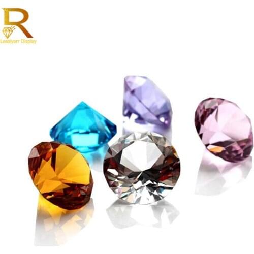 Wholesale 40mm crystal pointed bottom transparent glass diamond artificial colored glass crystal diamond jewel genstones display