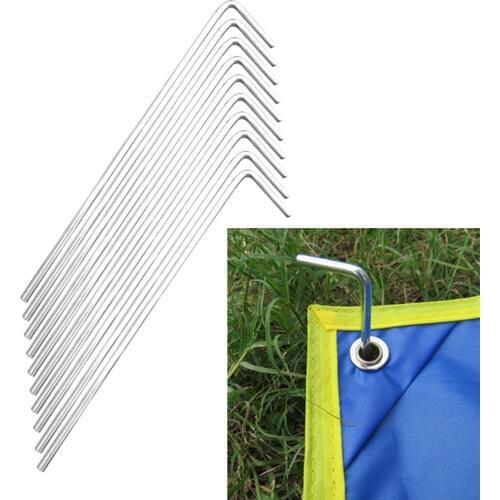 10pcs Tent Camping Pegs Nails Metal Steel Durable Heavy Duty For Outdoor Hiking Ground Stakes Outdoor Camping Tool Accessories