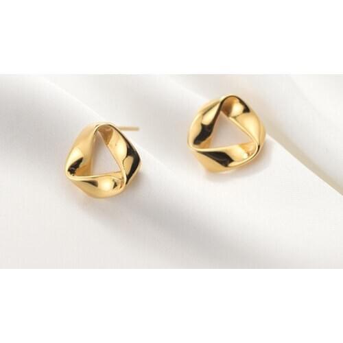 Real 925 Sterling Silver Irregular Hollow Triangle Stud Earrings For Fashion Women Party Fine Jewelry Punk Accessories