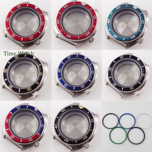 45mm New arrival watch case parts fit for NH35A NH36A movement sapphire glass blue aluminum bezel insert 5ATM waterproof Bliger
