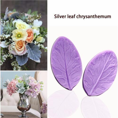 Silver leaf chrysanthemum Gumpaste Leaf Veiners Mould Fondant Sugarcraft Cake Decorating Moulds