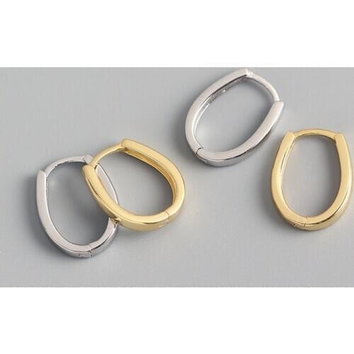 Real 925 Sterling Silver MInimalist Round Hoop Earrings For Fashion Women INS Fine Jewelry 18k Gold Bohemian Accessories