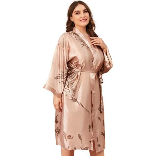 Silk Sleepshirts Womens Kimono Bathrobe Lady Rayon Bath Pijama Large Size Female Gown Yukata Summer Nightgown 2021Sexy Sleepwear