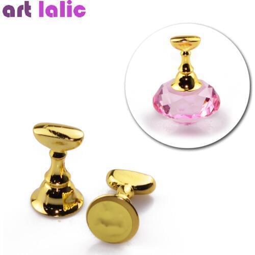 1 Pc Replaceable Magnetic Nail Tips Armor Holder Practice Training Display Gold Alloy False Nail Tip Salon DIY Manicure Tools