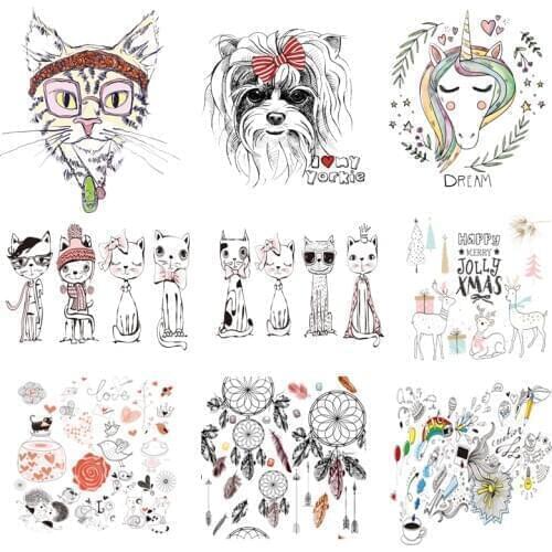 Iron on Transfer for Clothing Thermoadhesive Patches Stickers Diy Cat Patch Cute Appliques for Clothes Textile Vinyl Stripes J