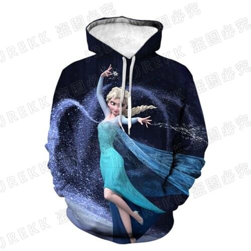 Disney Cartoon Anime Frozen Hoodies Men Women Children Cool 3D Printed Hooded Pullove Sweatshirts Boy Girl Kids Tops