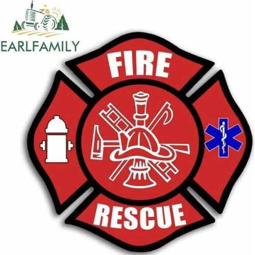 EARLFAMILY 13cm x 12.4cm for Fire Rescue Maltese Sign Car Stickers Vinyl JDM Bumper Trunk Graphics Windshield Bumper Windows