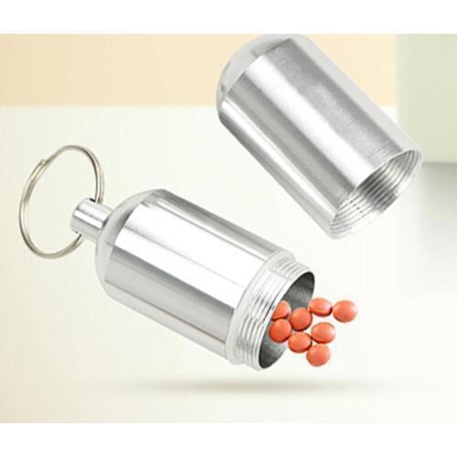 Joylife Aluminium Alloy Outdoor Waterproof Portable Key Ring Pill Holder Container Box Travel Portable Medicine Bottle