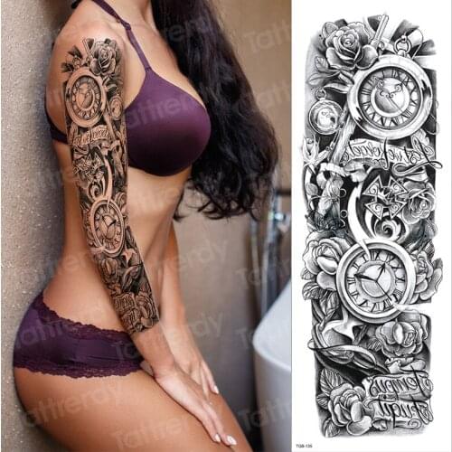 Waterproof temporary sleeve arm tattoo girls sex robot machine mechanical tattoos oversleeve waterproof large body tattoo sexy