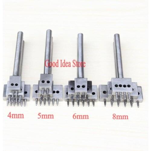 High quality 4MM Leather Tool Punching Pitch Hole Tool Round Row Punch Leather 2 4 6 Prong Leather Hole Tool