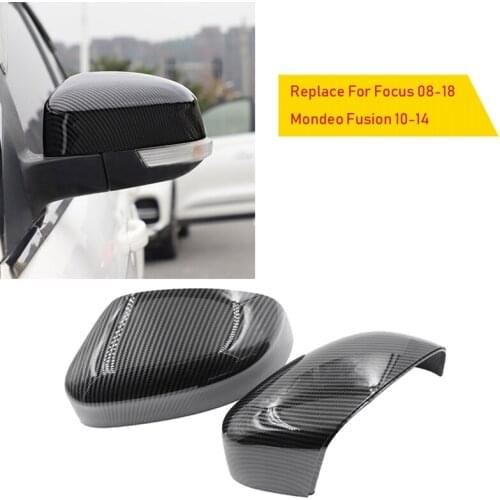 Carbon Fiber Rearview Mirror Cover Cap Side Door Mirror Cover Replace for Ford Focus 2008-2018 Fusion / Mondeo 2010-2014