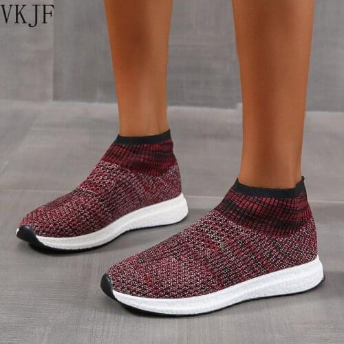 Ladies Running Shoes, Sneakers, Breathable and Comfortable Socks, Non-slip Womens Mesh Sneakers, Casual Woven Ultralight Shoes