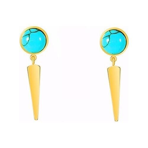 RIR Stainless Steel Gold Geometric Shape Stud Earrings Round Turquoises Creative Ladies Earrings Jewellery Gifts
