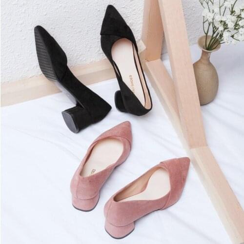 Large size 40 womens shoes spring and summer new simple solid color high heels versatile pointed shallow breathable single shoe